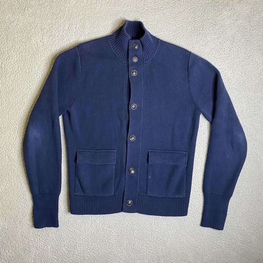 Todd Synder Shawl Cardigan Sweater Mens Medium Blue Button Up Cotton Jacket